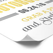 Geel grijs aangepast trouwfoto booth bord poster (Hoek)