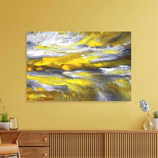 Geel grijs Abstract Canvas Afdruk (Insitu (Woonkamer))