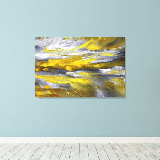 Geel grijs Abstract Canvas Afdruk (Insitu (Houten vloer))