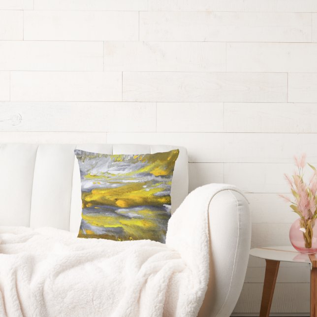 Geel grijs Abstract Kussen (Bank)