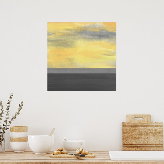 Geel grijs Abstract Modern Poster (Keuken)