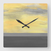 Geel grijs Abstract Modern Vierkante Klok (Voorkant)