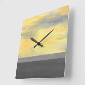 Geel grijs Abstract Modern Vierkante Klok (Hoek)
