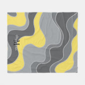 Geel grijs Abstract Ocean Waves Monogram Fleece Deken (Voorkant (Horizontaal))