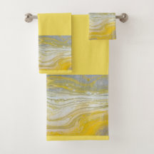 Geel & Grijs Abstracte Badkamer Handdoek Set