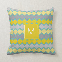 Geel grijs Aqua Geometric Pattern Monogram