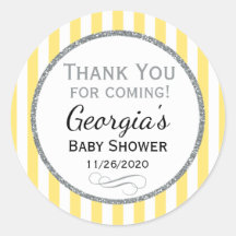 Geel grijs Baby shower Dank u wel voor de tags