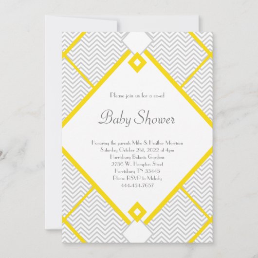 Geel & Grijs Baby shower Gecoöpteerd Genderneutraa Kaart (Voorkant)