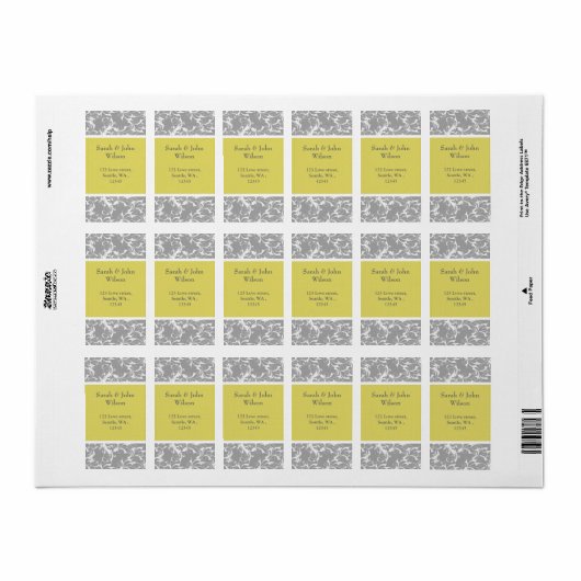 geel grijs Baroque Wedding Etiket (Full Sheet)