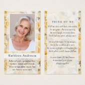 Geel Grijs Bloemen Begrafenisgebed Kaart (Voorkant /achterkant)