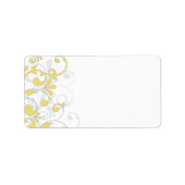 Geel Grijs Bloemen Bruiloft Blank Adres Label (Voorkant)