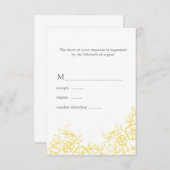 Geel & Grijs Bloemen Huwelijksreactie RSVP Kaartje (Voorkant / Achterkant)