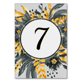 Geel + Grijs Bloemen Waterverf Elegant Bruiloft Kaart
