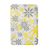 Geel grijs bloemig grafisch patroon badmat (Voorkant Verticaal)