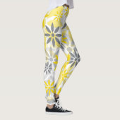 Geel grijs bloemig grafisch patroon leggings (Rechts)