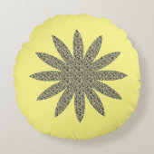 Geel Grijs Bloempatronen Bloem Thema Cool Rond Kussen (Voorkant)