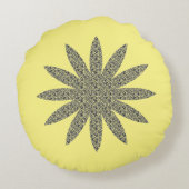 Geel Grijs Bloempatronen Bloem Thema Cool Rond Kussen (Achterkant)