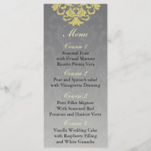 "geel grijs" Bruiloft menu