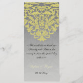 "geel grijs" Bruiloft menu (Achterkant)