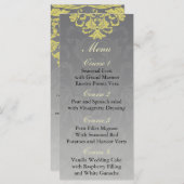 "geel grijs" Bruiloft menu (Voorkant / Achterkant)