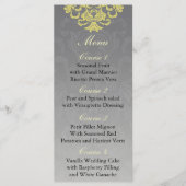 "geel grijs" Bruiloft menu (Voorkant)