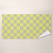 Geel + Grijs Check Checkerboard Patroon Badhanddoek (Badhanddoek)