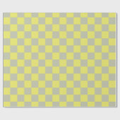 Geel + Grijs Check Checkerboard Patroon Cadeaupapier (Vlak)