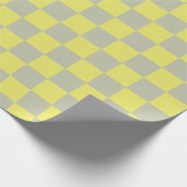 Geel + Grijs Check Checkerboard Patroon Cadeaupapier (Hoek)