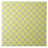 Geel + Grijs Check Checkerboard Patroon Tegeltje (Voorkant)