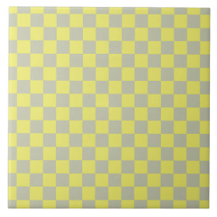 Geel + Grijs Check Checkerboard Patroon Tegeltje