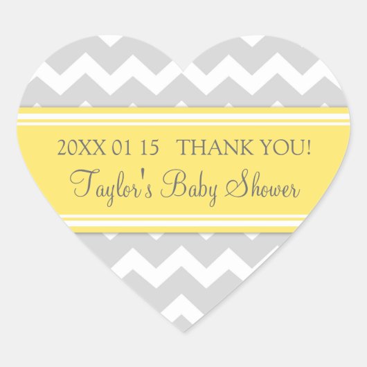Geel Grijs Chevron Baby shower Favor Stickers (Voorkant)