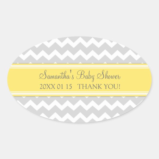 Geel Grijs Chevron Baby shower Favor Stickers (Voorkant)