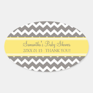 Geel Grijs Chevron Baby shower Favor Stickers