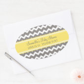 Geel Grijs Chevron Baby shower Favor Stickers (Envelop)