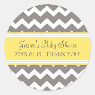 Geel Grijs Chevron Baby shower Favor Stickers