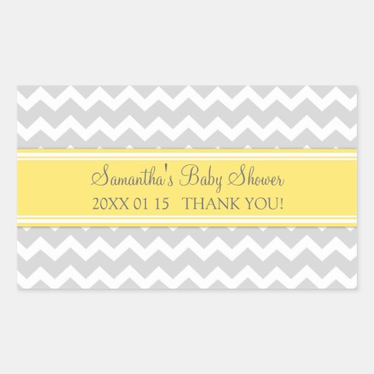 Geel Grijs Chevron Baby shower Favor Stickers (Voorkant)