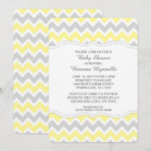 Geel grijs Chevron Baby shower nodigt MODERN uit Kaart (Voorkant / Achterkant)