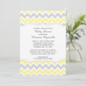 Geel grijs Chevron Baby shower nodigt MODERN uit Kaart (Staand voorkant)