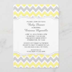 Geel grijs Chevron Baby shower nodigt MODERN uit Kaart