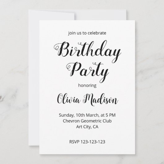 Geel Grijs Chevron Geometrisch Verjaardagsfeest Kaart (Voorkant)