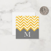 Geel grijs Chevron kleurenblok Notitiekaartje (Voorkant / Achterkant in situ)