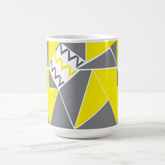 Geel Grijs Chevron Streep Geometrisch Patroon Koffiemok (Center)