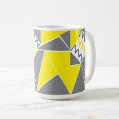 Geel Grijs Chevron Streep Geometrisch Patroon Koffiemok (Voorkant rechts)