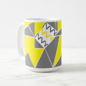 Geel Grijs Chevron Streep Geometrisch Patroon Koffiemok (Voorkant links)