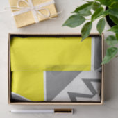 Geel Grijs Chevron Streep Geometrisch Patroon Tissuepapier (Geschenk)