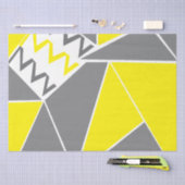 Geel Grijs Chevron Streep Geometrisch Patroon Tissuepapier (Craft)