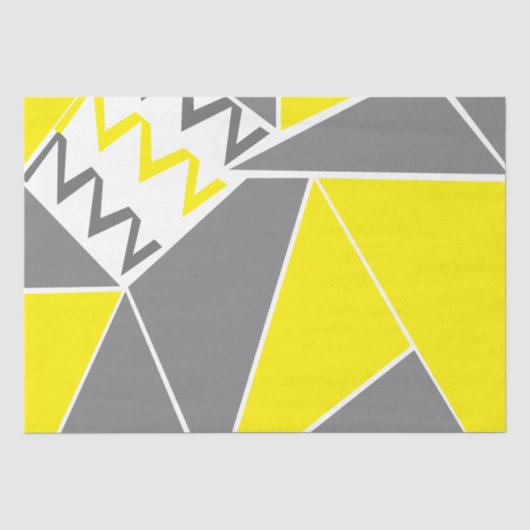 Geel Grijs Chevron Streep Geometrisch Patroon Tissuepapier (Voorkant)