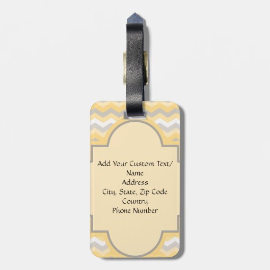 Geel/grijs Chevron Zigzag Bagagelabel (Achterkant verticaal)