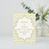 Geel grijs chevron zigzag bruiloft Save the Date Aankondigingskaart (Staand voorkant)