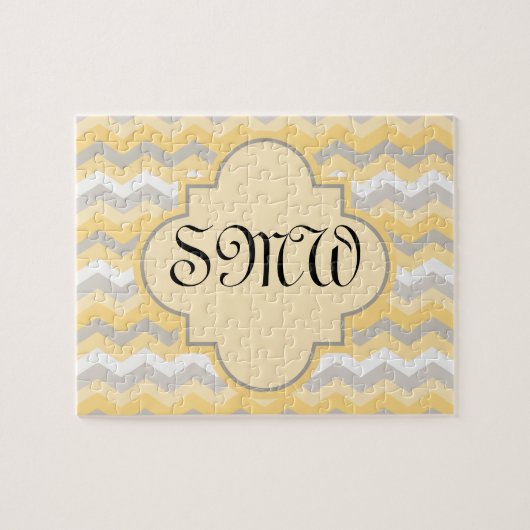 Geel/grijs Chevron Zigzag Legpuzzel (Horizontaal)